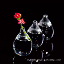 Clear Glass Conjoined Teardrop Vase